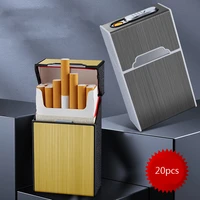 windproof charge 20psc cigarette case with usb lighter automatic metal cigarette boxes 10pcs cigarette holder case