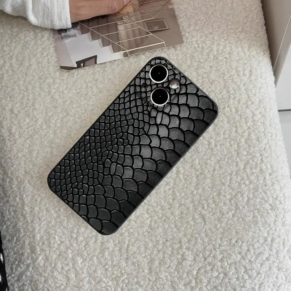 Фото Чехол HYBXAXC из мягкого TPU черного цвета для iPhone 15 14 13 12 11 Pro Max XS XR X 8 7 SE, премиум-класс, имитация змеиной кожи №4