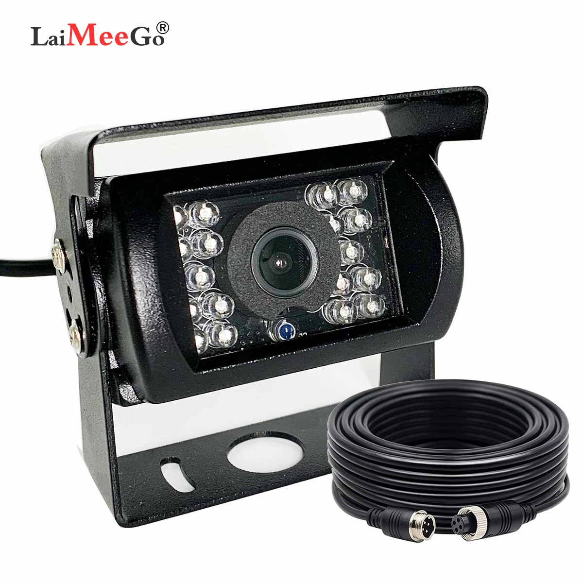 

4Pin 18 LED IR Night Vision CCD Car Rear View Parking Reverse Camera + 4 Pin Connector Extension Cable for 12V/24V Bus Truck RV