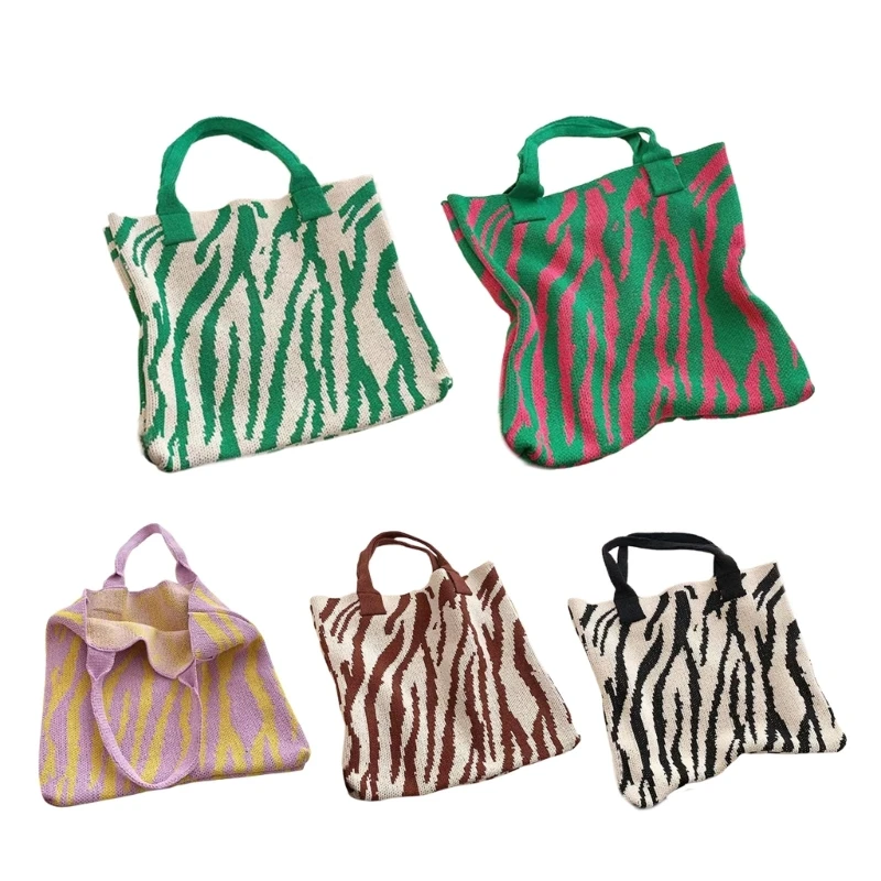 

2023 Woven Hobo Bag Vintage Striped Bag Casual Handbag Large Capacity Shopper Shoulder Bag for Women Fashion Tote Bag