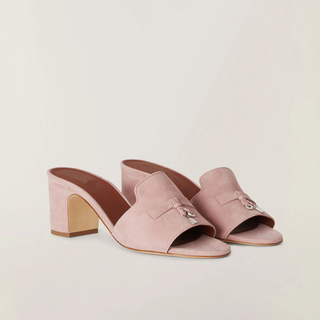 2023 New Brand Women's Summer Charm High-Heeled Slippers Top Cashmere Material Leather Soles Sexy Party Wedding High-Heeled.