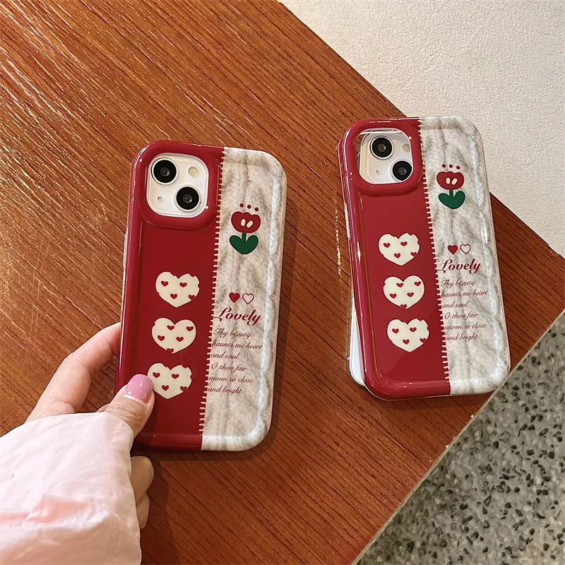 

Vintage Patchwork Heart Shape Phone Case Cover for IPhone 14 Plus 11 12 13 14 Pro Max Shockproof Cases for IPhone 14 Case