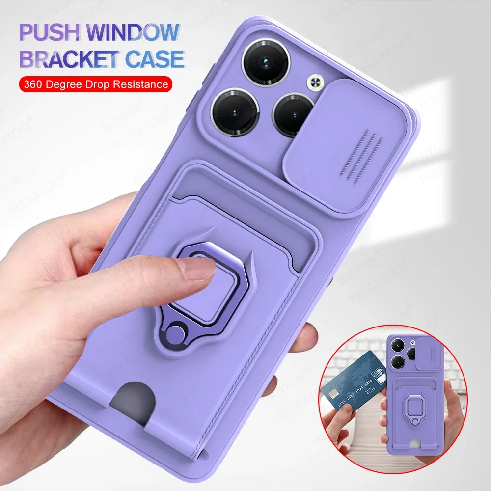 Многофункциональный чехол с отделением для карт Infinix Hot 40 Pro 4G 40pro 40i кольцевой