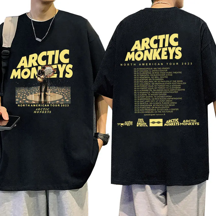 

Футболка мужская оверсайз из хлопка, модная рубашка в стиле рок-группы, арктические обезьяны, североамериканский тур, Ретро готический стиль, уличная одежда