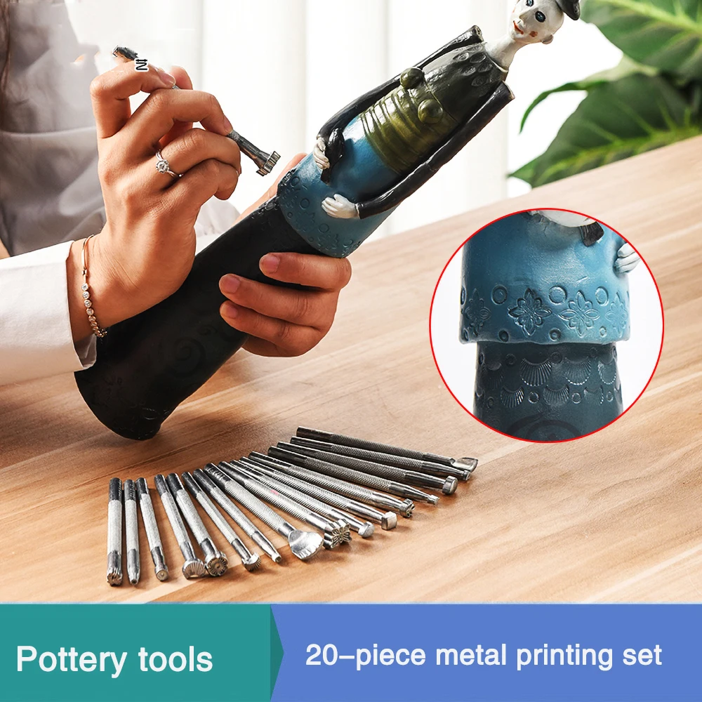 

Инструменты для керамики, набор инструментов для печати на металле с текстурным уплотнением, творческие ручные инструменты «сделай сам», инструменты для печати глины, моделирование из керамики 20 шт.