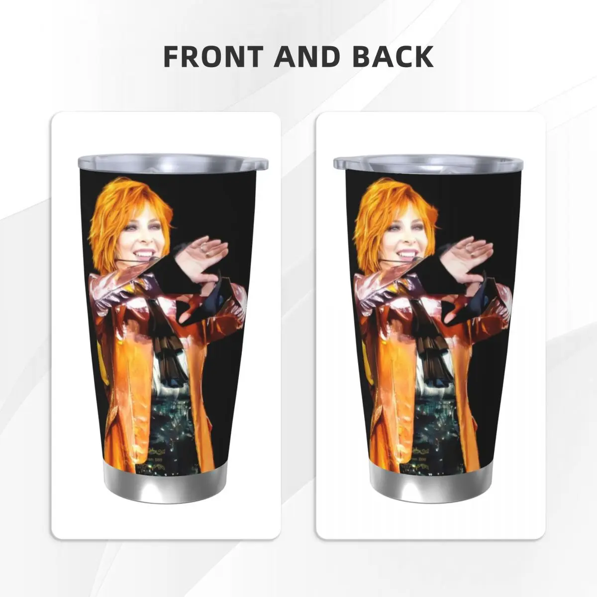 Фото Кружка Mylene Farmer Nevermore, 20 унций, большая емкость, автомобильная кружка, герметичная, для сока и кофе, пищевой пластик №3