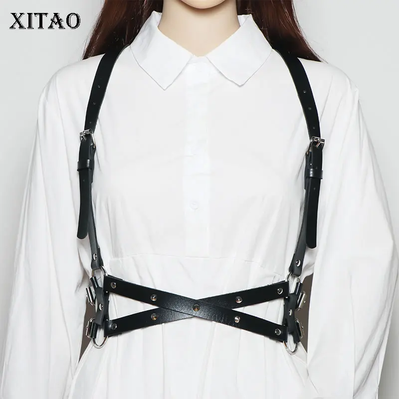 

XITAO, жилет из искусственной кожи, стильный дизайн, широкие, металлическая пряжка, сплайсинга, открытая, винтажная, уличная, модная, индивидуа...