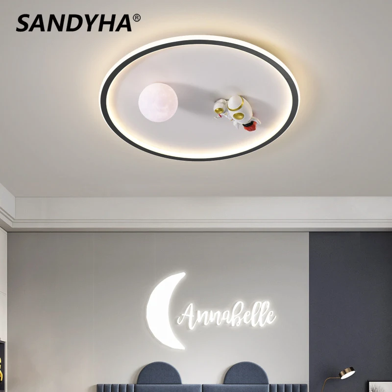 

SANDYHA Lampara Techo Plafonnier Led Lamparas Colgantes Para Simple Cartoon Space Planet Ceiling Light Lamp for Children's Room