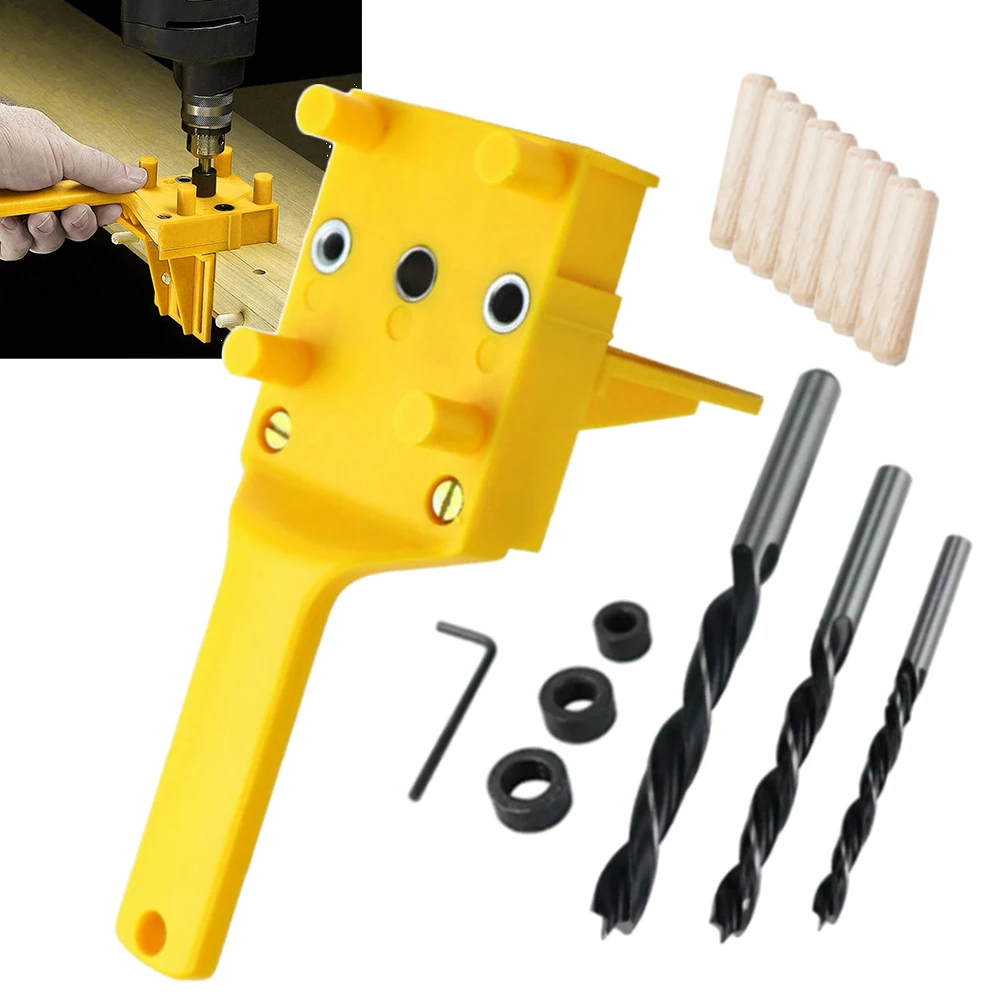 

6 8 10mm Hole Puncher Locator Drill Bit Woodworking Tool Professional Handheld Easy Operate DIY Limit Ring Dowel Jig Set Wrentch
