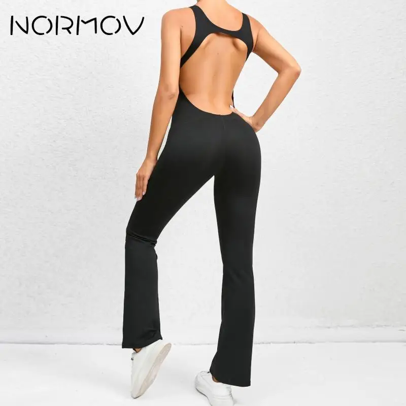 

Спортивный женский комплект NORMOV с эффектом увеличения ягодиц, быстросохнущие женские обтягивающие леггинсы с открытой спиной для занятий йогой