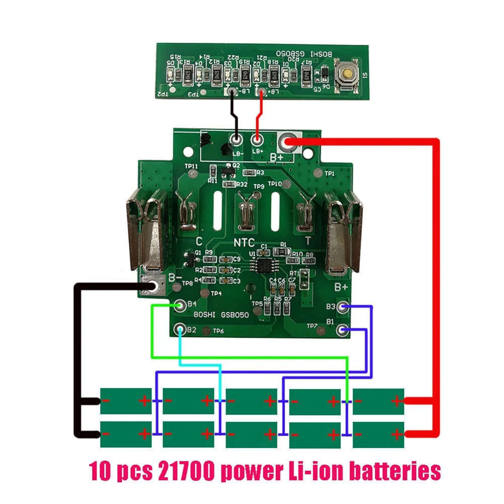 

BAT618 Battery Plastic Case Can Be Filled with 10 x 21700 Li-Ion Battery PCB Circuit Board for Bosch 18V BAT610 BAT609G