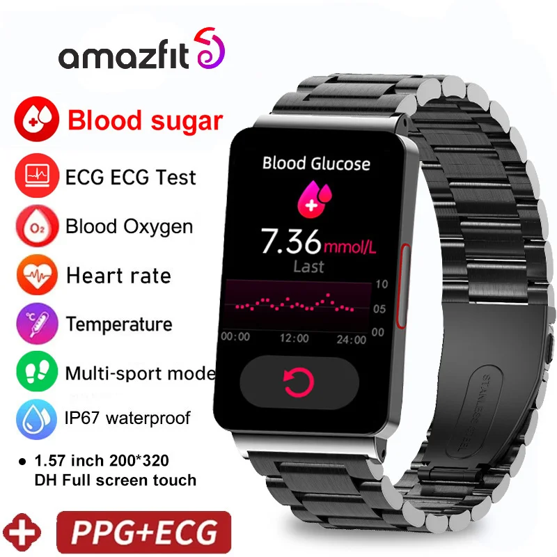 

Смарт-часы AMAZFIT с измерением уровня сахара в крови, пульса и ЭКГ