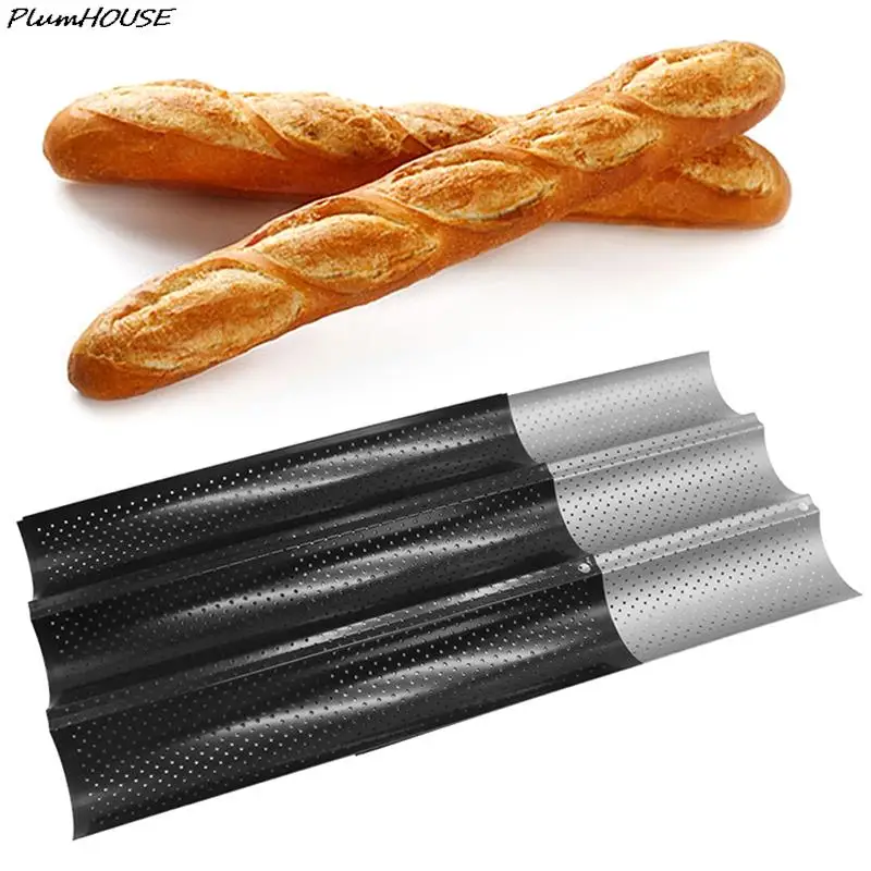 

Pan French Bread Wands Baking Mould Bakeware Groove Waves Mold Oven Dishes Pastry Tray Toaster Tool Kitchen Accessories