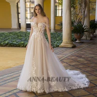 anna elegant wedding dresses a line illusion tulle v neck cap sleeve appliques robe de soir%c3%a9e de mariage made to order