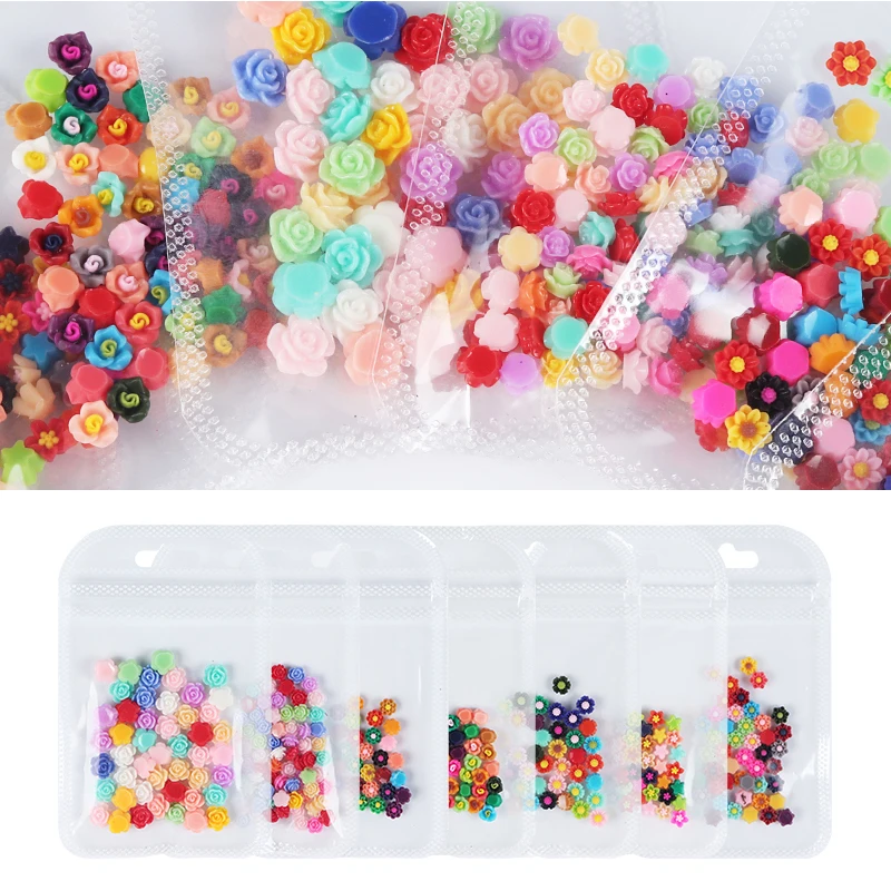 

50pcs Rose Flower DIY Accessories Resin Acrylic Flowers Daisy Kawaii Nail Art Decorations Earring Crafts Jewelry Making Supplies