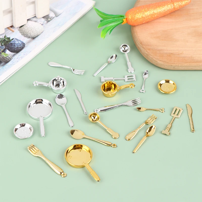

Dollhouse Mini Pots And Utensils Miniature Kitchen Food Toys Simulation Mini Cutlery Set Dollhouse Furniture 1:12 Scale Fork