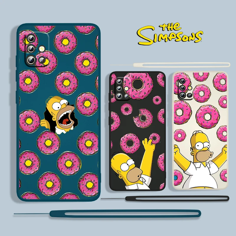 

Cartoon Fun The Simpson For Samsung Galaxy A73 A53 A33 A52 A32 A22 A71 A51 A21S A03S A30s A50 Liquid Rope Phone Case Coque Cover