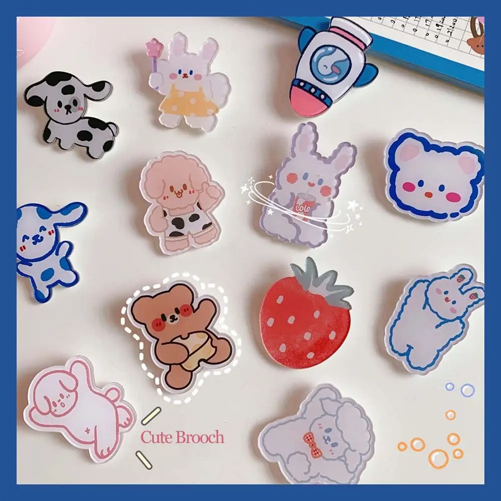 

Korean Kawaii Cartoon Brooches Rabbit Patten Colorful Acrylic All-matching Jewelry Hot Sale Delicate Badge Pin Gift Wholesale