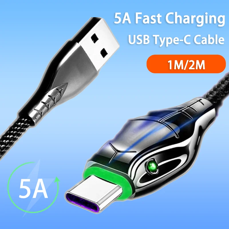 

5A Fast Charging Type C Cable For Samsung S21 S20 Huawei P40 P30 Pro Turbo Charge Cord for Xiaomi Redmi Series USB C Cable