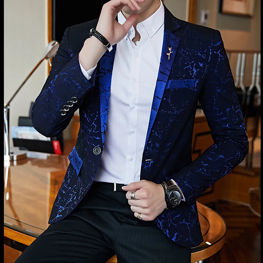 2022 Men Spring High Quality Leisure Printing Business Suit/Male Slim Fit Fashion Tuxedo Men's Casual Blazers Jacket Size XS-5XL