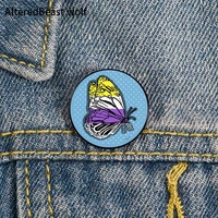 non binary butterfly pin custom cute brooches shirt lapel teacher tote bag backpacks badge cartoon gift brooches pins for women