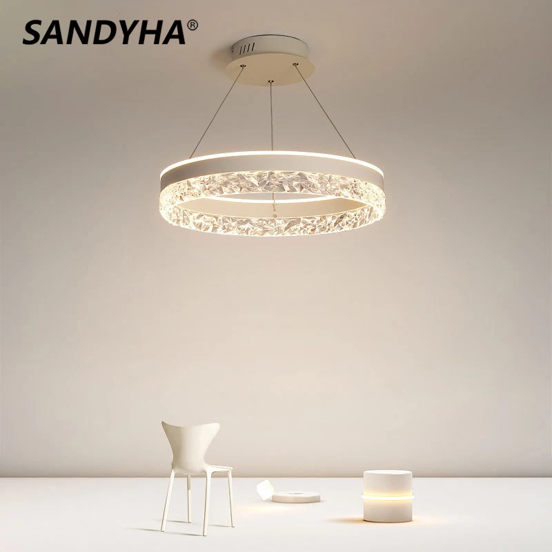 Minimalist Design Chandeliers Luxe Ring Led Hanging Lamp for Bedroom Living Dining Room Home Decor Indoor Fixtures Pendant Light