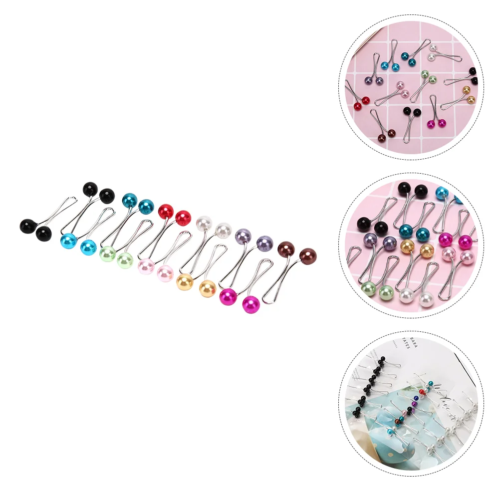 

24 Pcs Crystal Shawl Clips Pearl Brooch Headscarf Brooches Women Pearl Silk Scarf Clip U-clip Scarves Buckle Brooch Clip