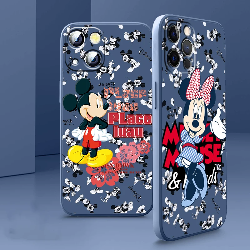 

Liquid Rope Cover Disney Mickey Minnie Pink Phone Case For Apple iPhone 14 13 12 Mini 11 XS Pro Max X XR 8 7 SE 2020 Armour