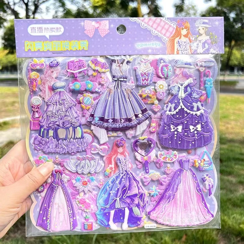 For Girls Children Cartoon Kawaii 3d Puffy Sparkling Sticker Toy For Laptop Book Kids Girl Gift