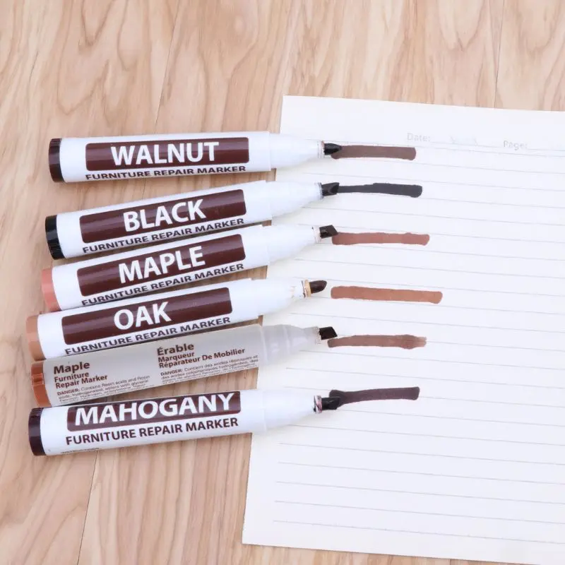 Furniture Repair Pen Wood Markers for Touch Ups & Cover Ups Scratch Repair Marker For Wood Floors, Tables, Desks, Bedpos