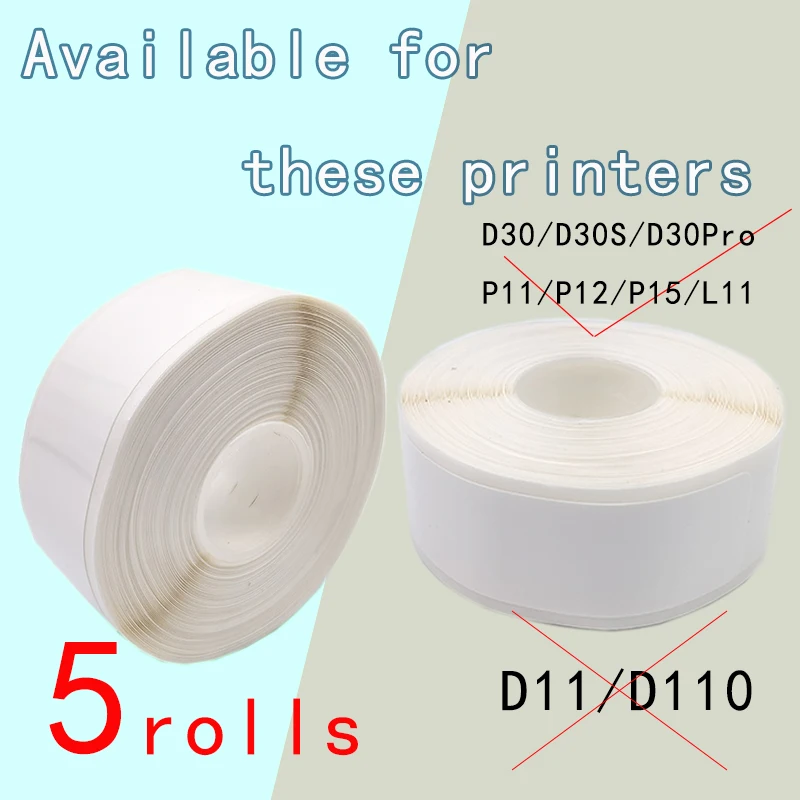 5PK P15 этикеточная бумага P11 клейкая лента 12*40 белая лента подходит для присада P15 Marklife D30 P12 этикетка D30 D30S P11 термоэтикетка