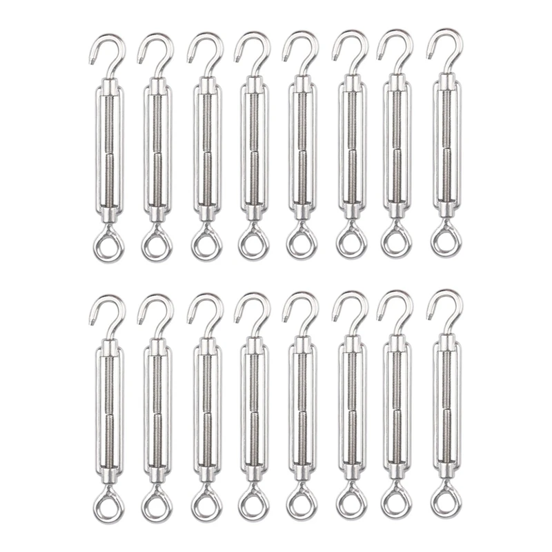 

M4 Stainless Steel 304 Hook & Eye Turnbuckle Wire Rope Tension Pack of 16