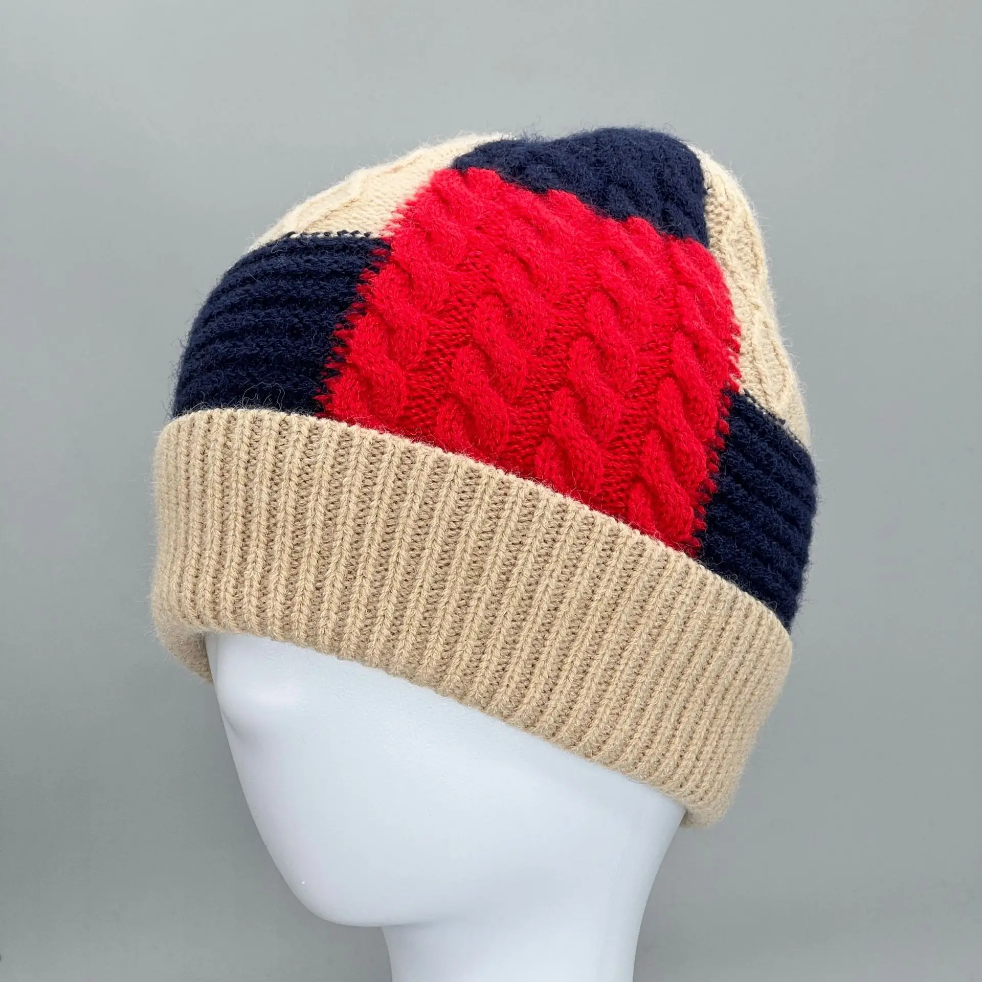 

Женская шерстяная шапка, модная Повседневная вязаная шапка, универсальная теплая шапка с защитой ушей для осени и зимы