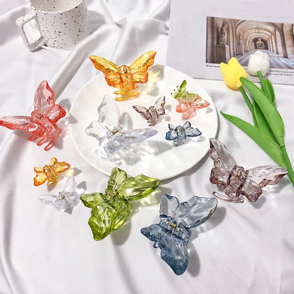 

2PCS Larger Colorful Butterfly Jaw Clip Decorative Acrylic Butterfly Hair Claw Clip Hair Jaw Barrette For Women Accessories