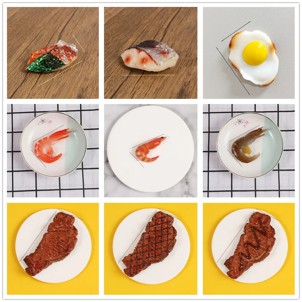 

Beefsteak Artificial Fast Food Series Fridge Magnet Restaurant Kitchen Creative Resin Crafts Magnetic Stickers Home Decoration