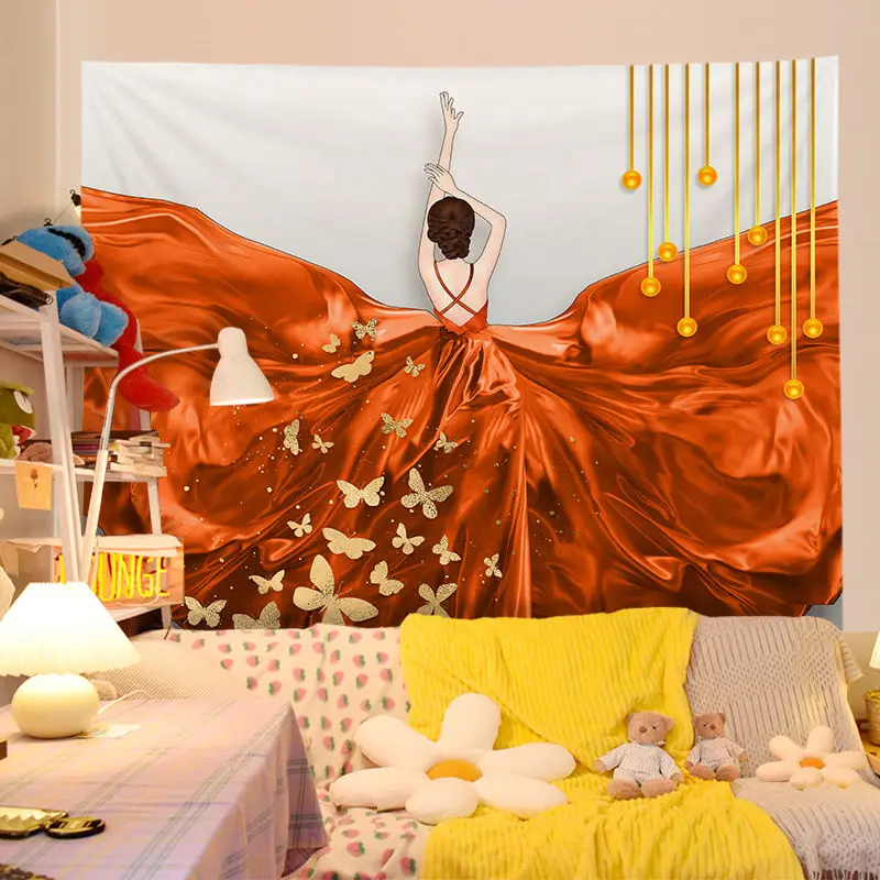 

Декоративная ткань для спальни, современная и Минималистичная фоновая подвесная ткань для комнаты, роскошный гобелен с изображением персонажа