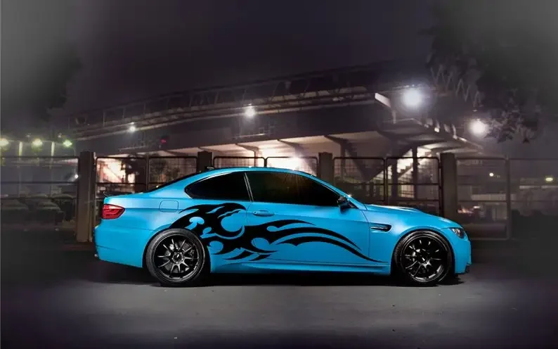 Фото Dragon Tattoo Monster Swoosh Design Кемпер Племенная дверь Боковой пикап Автомобиль Грузовик Автомобиль Виниловая графическая наклейка Наклейка Прицеп №2
