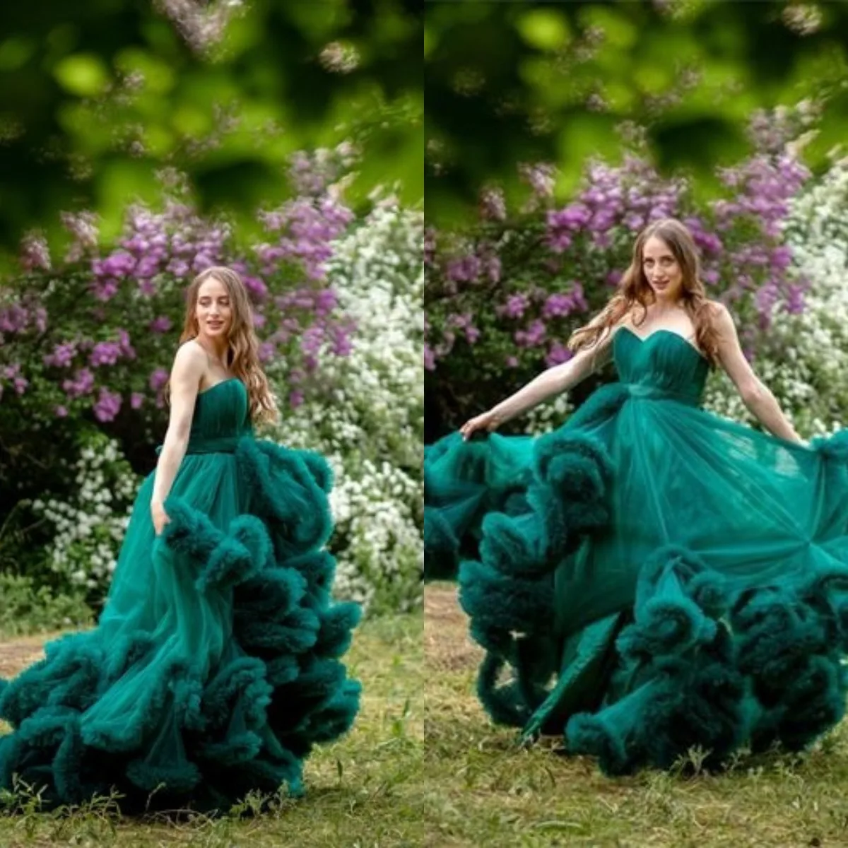 

Охотничьи зеленые платья для беременных милые длинные платья с оборками для фотосъемки женское Тюлевое платье для выпускного вечера robe de mariee