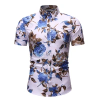 2022 new mens short sleeve shirts mens summer casual shirts personalized printed single breasted beach hawaiian shirts