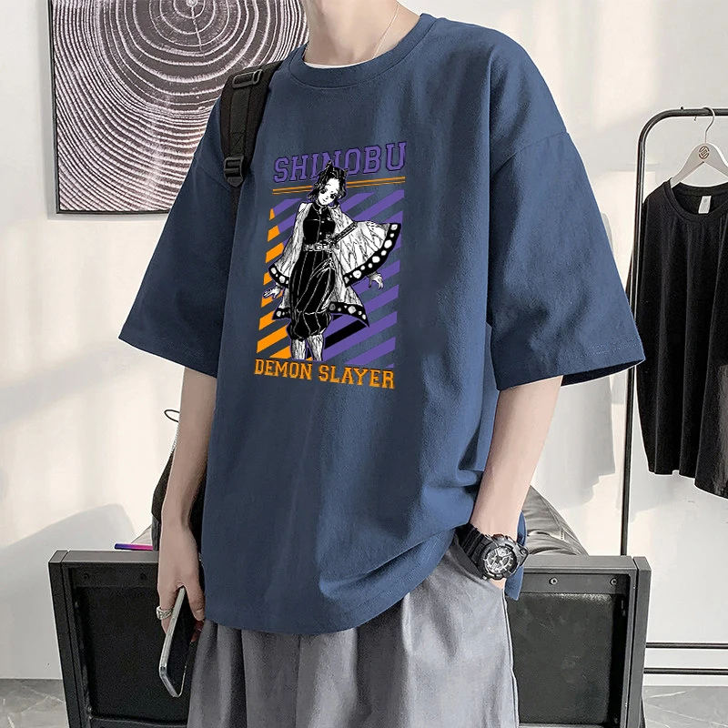 

Shinobu Demon Slayer Manga Men's T Shirt 2022 Summer Cotton Short-Sleeve Tshirts Japanese Anime T-shirts Male Casual Loose Tops