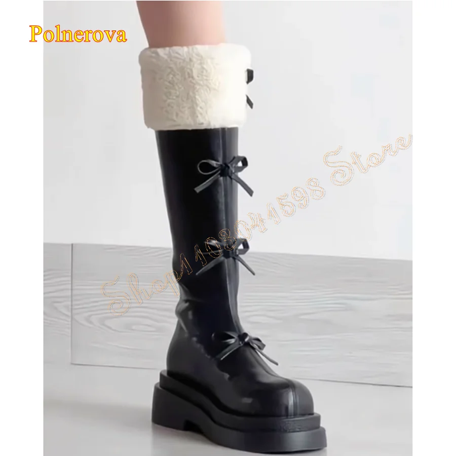 Сапоги из овечьей кожи в стиле пэчворк высокие сапоги на толстой подошве с