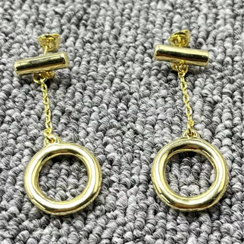 

Spanish Original Fashion plating 925 Silver Color 14k Gold Round Ear Pin Stud Earrings Festval Luxury Jewelry Gift fit unode50