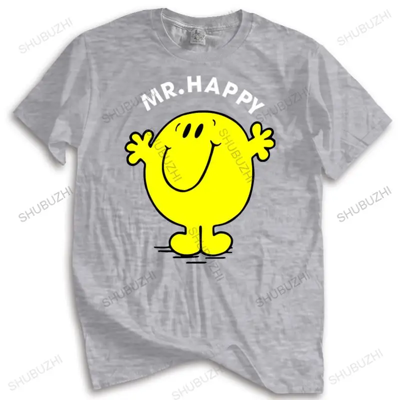 

Модная брендовая футболка, Мужская свободная футболка Mr Happy, мультяшная футболка, Свободный Топ размера, новая модная футболка, Мужская футболка