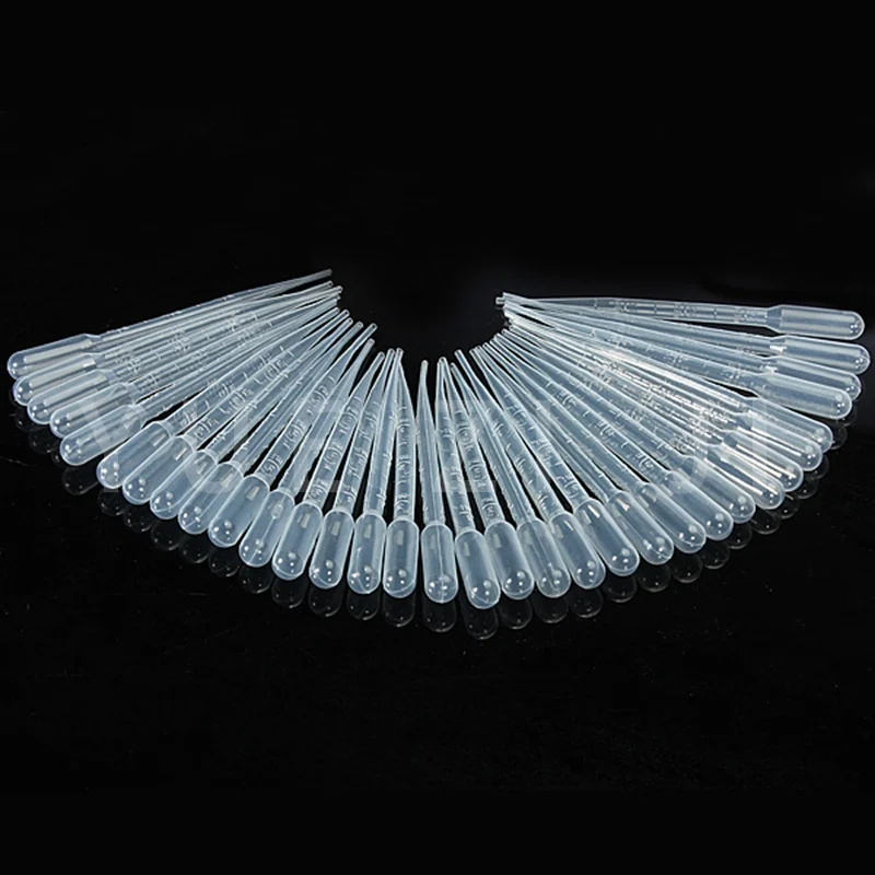 

100Pcs Laboratory Tools Pipettes Plastic Disposable Graduated Pasteur Pipette Dropper Polyethylene Makeup Tools 1ML 2ML 3ML