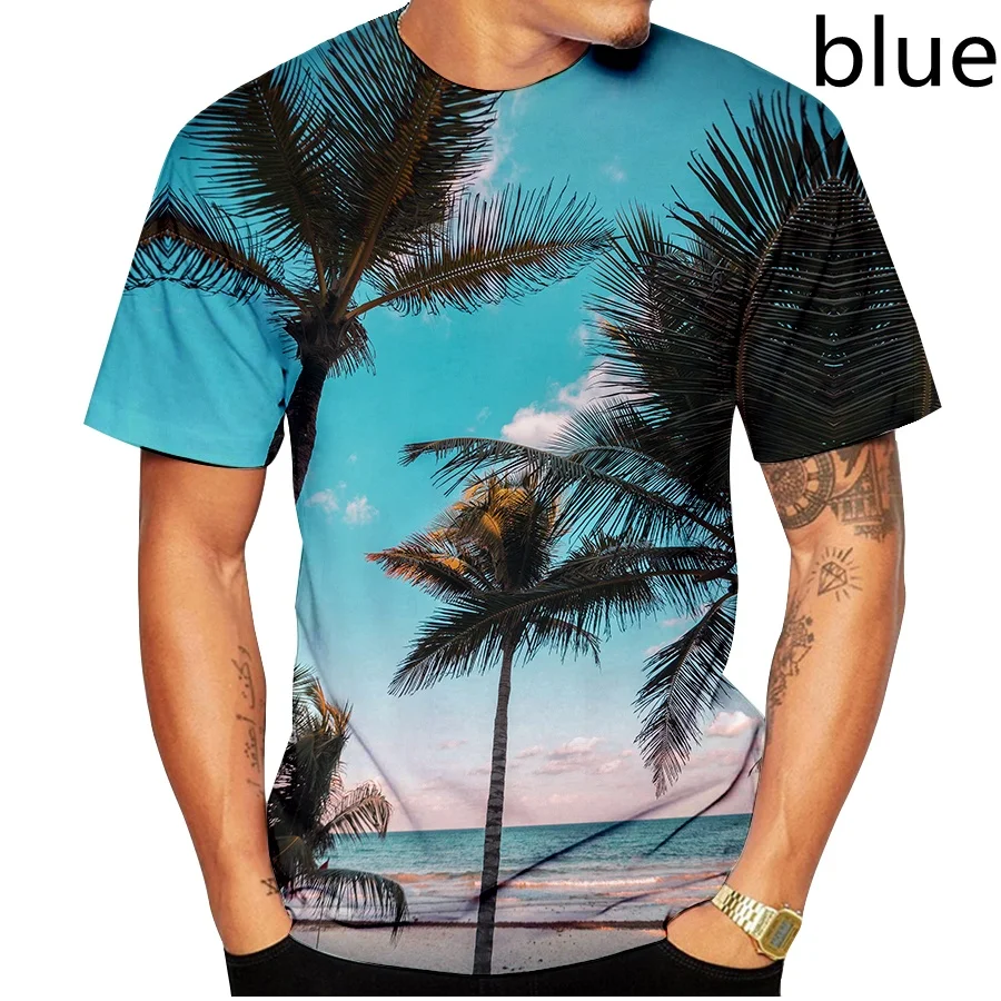 

Unisex 3d Coconut Tree Printed T Shirts Summer Womens for Mens T-shirt Hip Hop Style