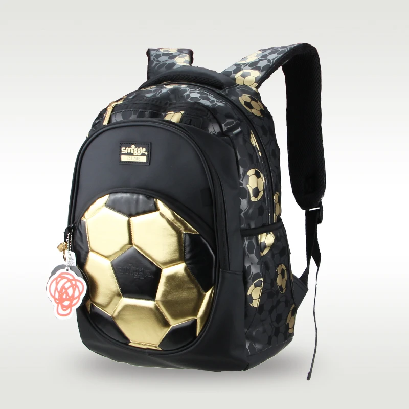 Australian Original Smiggle Children's Schoolbag Golden Football Boy Backpack PU Waterproof 8-12 Year 16L