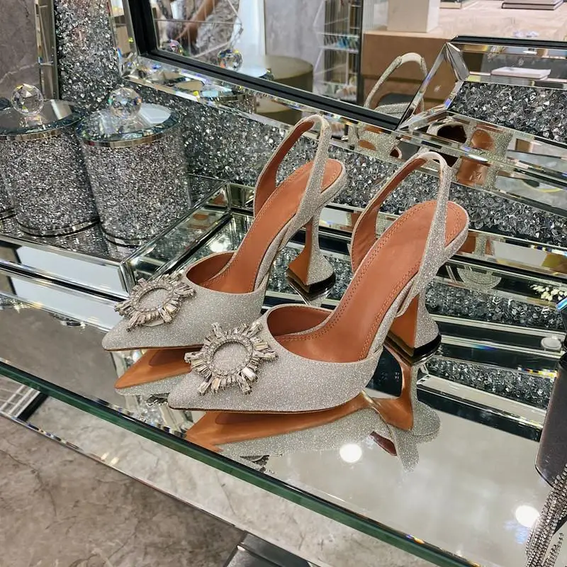 2023 New High-Heeled Sandals Women rhinestone High-Heeled Sandals Bow Sexy Cat Pointed Shallow Mouth Flat Sandals Women