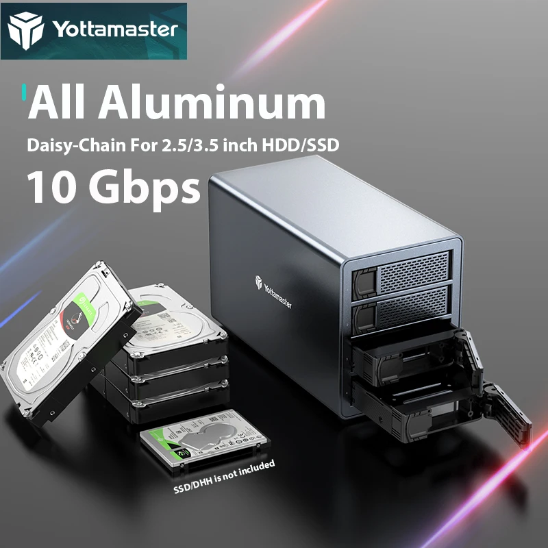 

Yottamaster FS4C3 10Gbps USB C Hard Drive Enclosure Daisy Chain Storage Expasion for up to 192TB Capacity-[FS4C3][FS5C3]