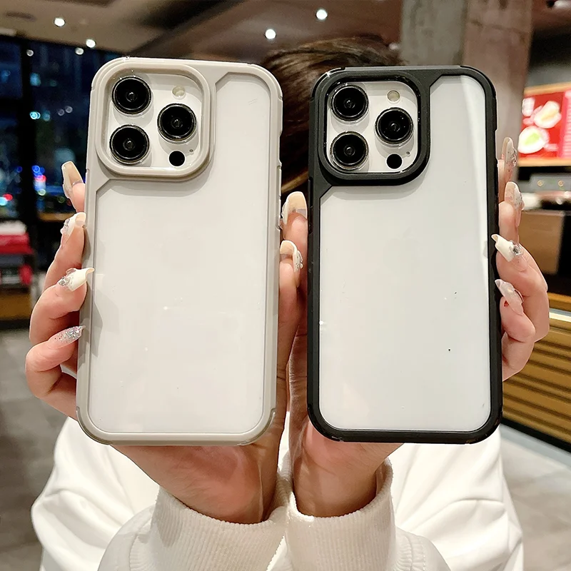 Роскошный прозрачный чехол для телефона с защитой от падения iPhone 13 14 15 Pro Max Plus