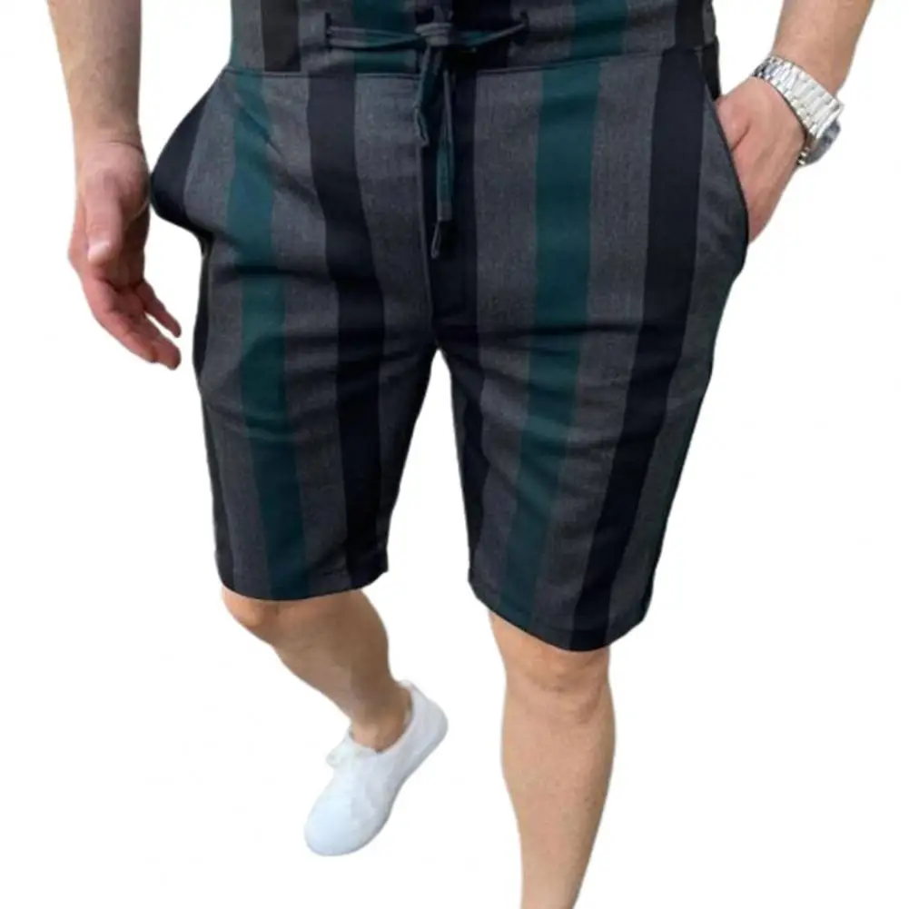 Шорты мужские с принтом в полоску, формальные облегающие штаны со средней талией, повседневная одежда, лето 2022